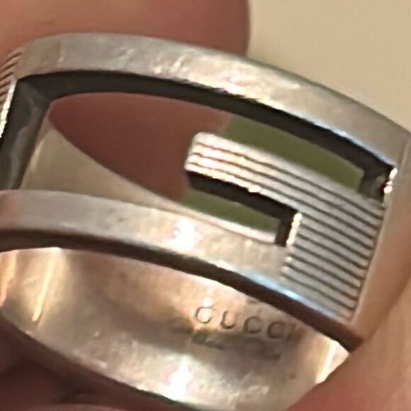 Gucci G Logo Wide Band Ring 925 Sterling Silver Size 5 Luxury - Picture 7 of 11